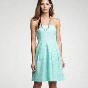 J. Crew Lorelei Seersucker Green Strapless Dress